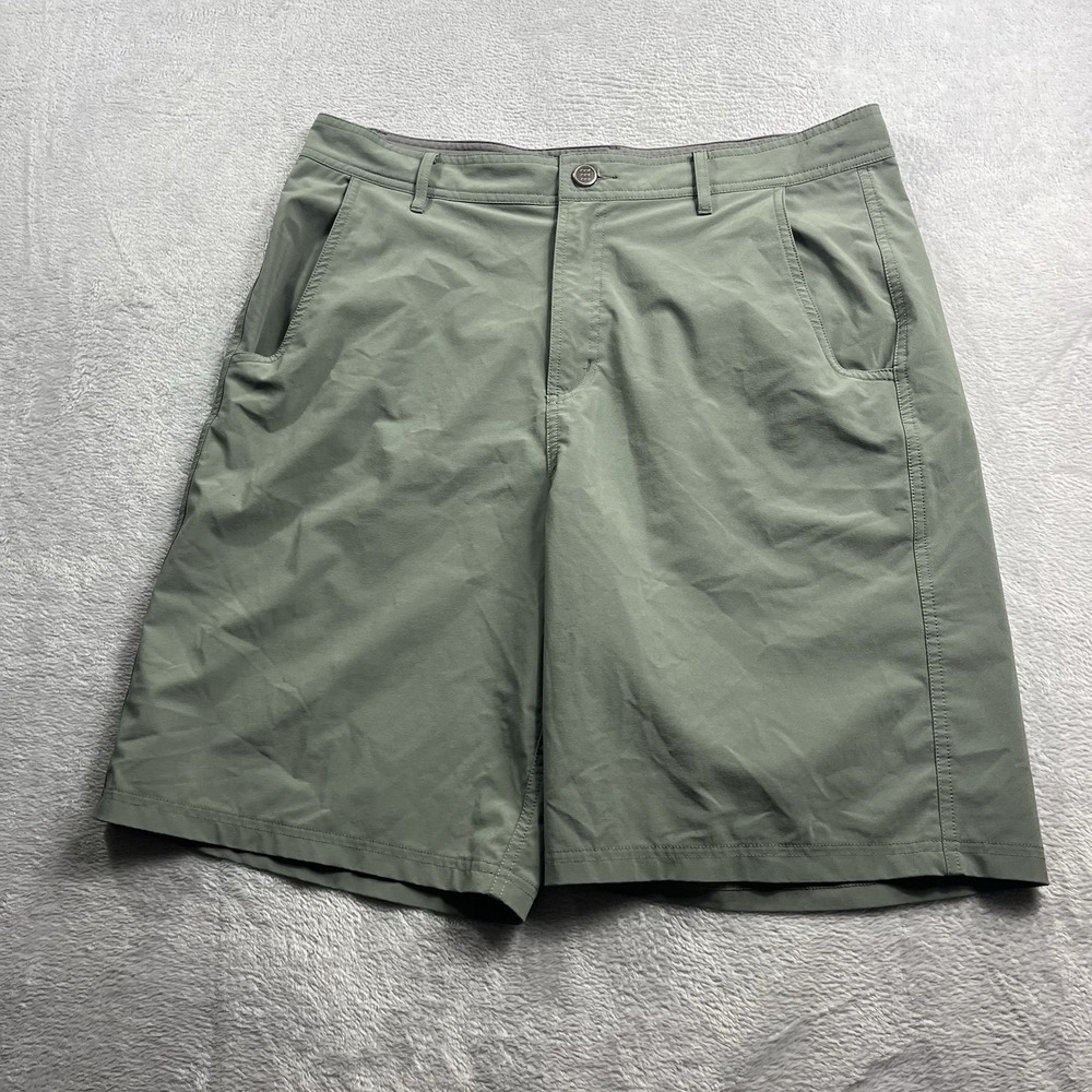 Free Fly Shorts Men 34 Green Hybrid Classic High Rise Flat Front Pockets Stretch